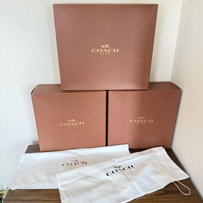 LOT 410D: Coach New York Gift Boxes w/ Cloth Bags