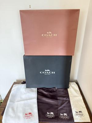 LOT 411D: Coach New York Gift Boxes & Cloth Bags