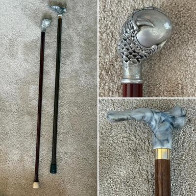LOT 414L: Vintage Canes: Dragon Claw & Marble Resin Handle