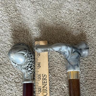 LOT 414L: Vintage Canes: Dragon Claw & Marble Resin Handle
