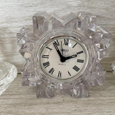 LOT 418D: Mikasa Crystal Collection: Perfume Bottles & Quartz Clock