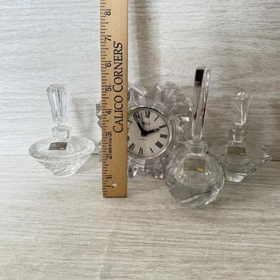 LOT 418D: Mikasa Crystal Collection: Perfume Bottles & Quartz Clock