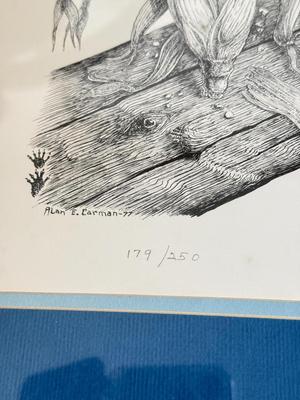 LOT 421L: Signed & Numbered Alan E Crman Racoon Artwork 179/250