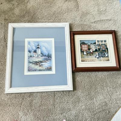 LOT 422D: Framed Artwork: Quilting & Lighthouse