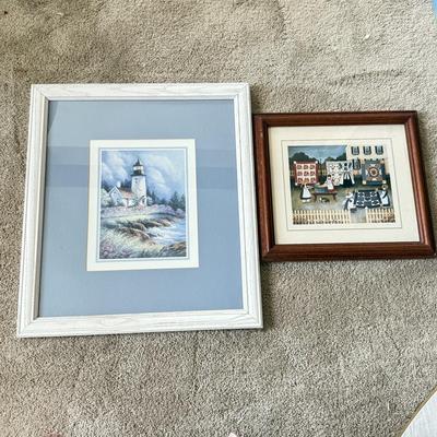 LOT 422D: Framed Artwork: Quilting & Lighthouse
