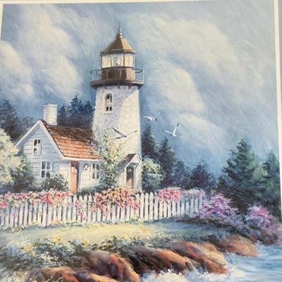 LOT 422D: Framed Artwork: Quilting & Lighthouse