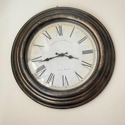 LOT 424D: Home Decor: Edinburgh Clock Company Wall Clock & Circular Mirror