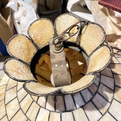 LOT 441B: Vintage Tiffany Style Slag Glass Hanging Lamp