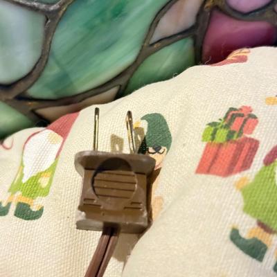 LOT 441B: Vintage Tiffany Style Slag Glass Hanging Lamp