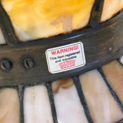 LOT 441B: Vintage Tiffany Style Slag Glass Hanging Lamp