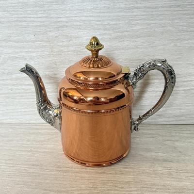 LOT 442D: Copper Tea Kettle w/ Copper Coffee & Teapots