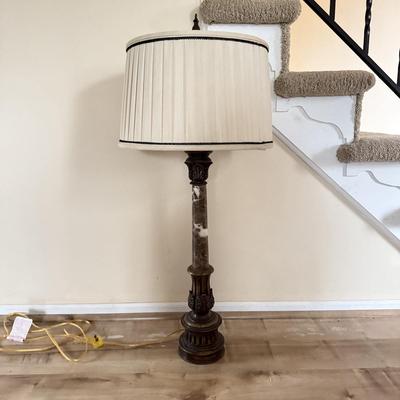 LOT 444L: Gorgeous Vintage Marble & Metal Base Lamp