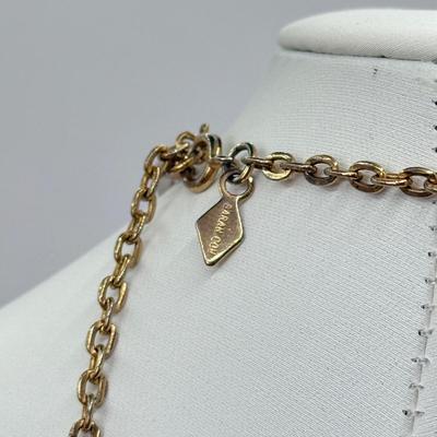 LOT 346J: 15.5” Sarah Coventry Green Blue Bead Necklace & 16” Lucky Horseshoe Pendant Necklace