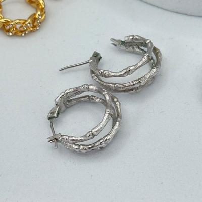 LOT 348J: 6.5” Beaded Bracelet w/ 6 Pairs of Pierced Hoop Earrings: Monet Plated, Bamboo Design & More