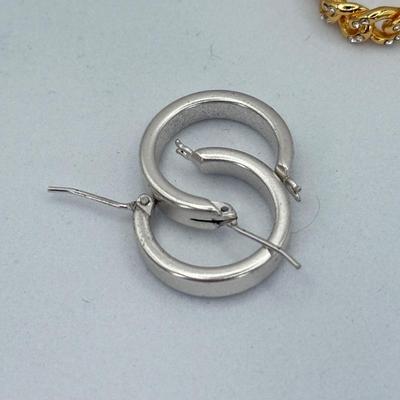 LOT 348J: 6.5” Beaded Bracelet w/ 6 Pairs of Pierced Hoop Earrings: Monet Plated, Bamboo Design & More