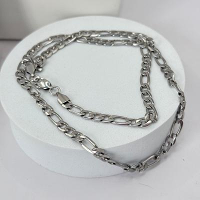 LOT 350J: 20” Trifari Silver Tone Marcasite Pendant Necklace, 19” 1928 Silver Tone Flower Pendant Necklace & 20” Metal Link Chain