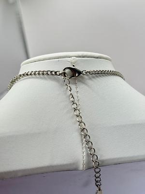 LOT 350J: 20” Trifari Silver Tone Marcasite Pendant Necklace, 19” 1928 Silver Tone Flower Pendant Necklace & 20” Metal Link Chain