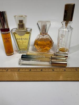 Vintage Lot of old perfume some almost full and some almost empty RED, DIAMOND & RUBIES, JENNIFER ANISTON, ETC