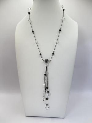 LOT 351J: 17.5” Vintage Crystal Beaded Necklace w/ 2 Bow Pins: Grazian & Unmarked