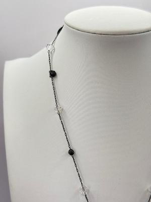 LOT 351J: 17.5” Vintage Crystal Beaded Necklace w/ 2 Bow Pins: Grazian & Unmarked