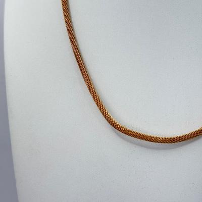 LOT 352J: 17” Victorian Style Faux Glass Amethyst Necklace, 15” Mesh Gold Tone Chain, 16” Trifari Graduated Heart Necklace, 15” Gold Tone...