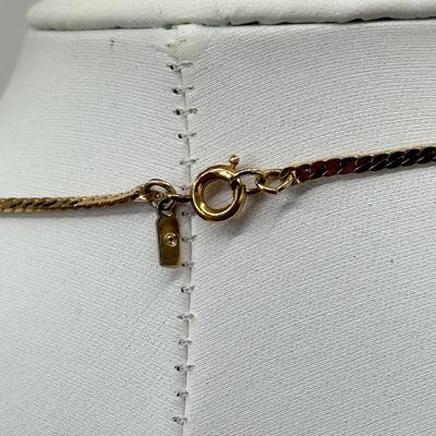 LOT 352J: 17” Victorian Style Faux Glass Amethyst Necklace, 15” Mesh Gold Tone Chain, 16” Trifari Graduated Heart Necklace, 15” Gold Tone...