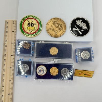 LOT 353J: Collection of Military Coins & Pins