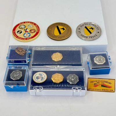 LOT 353J: Collection of Military Coins & Pins