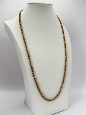 LOT 354J: 30” Adjustable Kenneth Cole Chain Necklace, 14kt Gold Plated Rope Chain Necklace & Gold Tone Chain