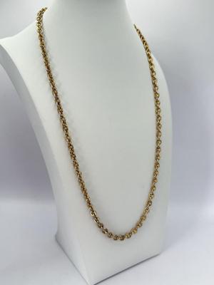 LOT 354J: 30” Adjustable Kenneth Cole Chain Necklace, 14kt Gold Plated Rope Chain Necklace & Gold Tone Chain