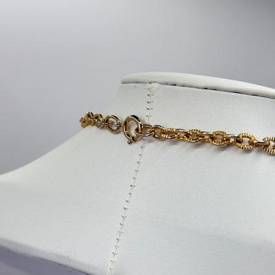 LOT 354J: 30” Adjustable Kenneth Cole Chain Necklace, 14kt Gold Plated Rope Chain Necklace & Gold Tone Chain