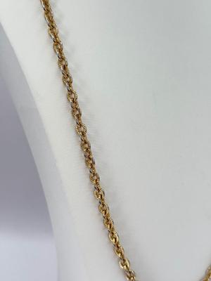 LOT 354J: 30” Adjustable Kenneth Cole Chain Necklace, 14kt Gold Plated Rope Chain Necklace & Gold Tone Chain