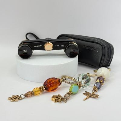 LOT 355J: Tasco Opera Glasses & Beautiful Beaded Keychains