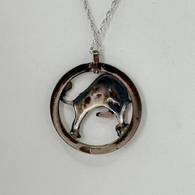 LOT 357J: Van Dell Sterling Silver Taurus Bull Pendant on 18” Sterling Chain (6.83g)