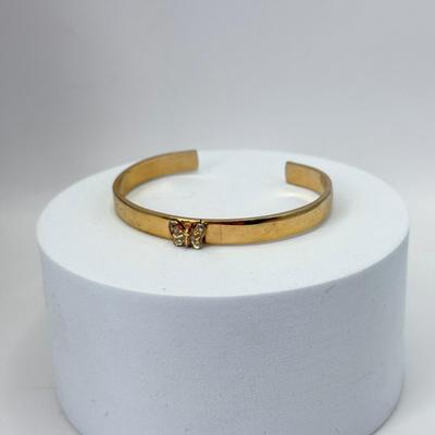 LOT 358J: 19” Gold Tone Five Strand Gradual Necklace & Gold Tone Butterfly Cuff Bracelet