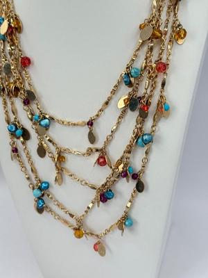 LOT 358J: 19” Gold Tone Five Strand Gradual Necklace & Gold Tone Butterfly Cuff Bracelet