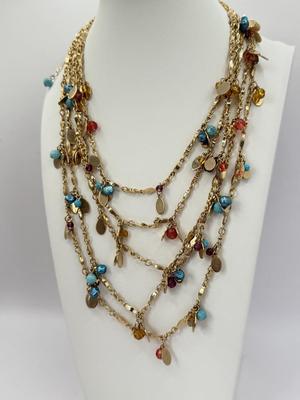 LOT 358J: 19” Gold Tone Five Strand Gradual Necklace & Gold Tone Butterfly Cuff Bracelet