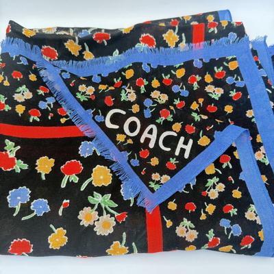 LOT 325J: Coach New York Wool Colorful Flower Print Scarf