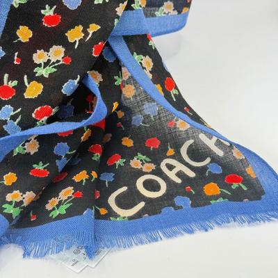 LOT 325J: Coach New York Wool Colorful Flower Print Scarf