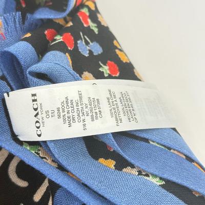 LOT 325J: Coach New York Wool Colorful Flower Print Scarf