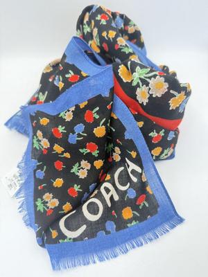 LOT 325J: Coach New York Wool Colorful Flower Print Scarf