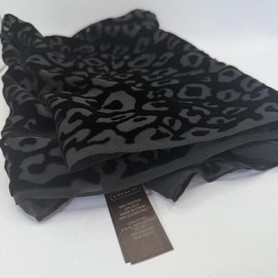 LOT 326J: Coach New York Black Leopard Print Scarf