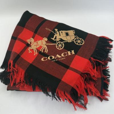 LOT 327J: Coach New York Red & Black Plaid Wool Scarf