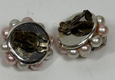 Vintage bead cluster clip on earrings