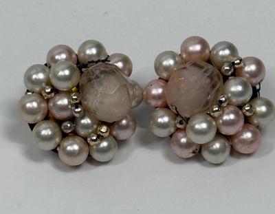 Vintage bead cluster clip on earrings