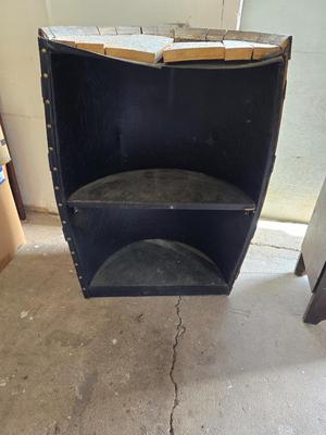 Half whisky barrel shelf / small bar. Needs top fixed