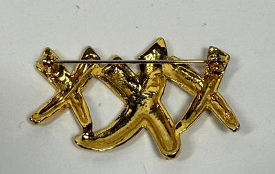 XXX Triple X's Brooch Pin Gold-tone