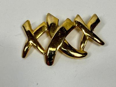 XXX Triple X's Brooch Pin Gold-tone