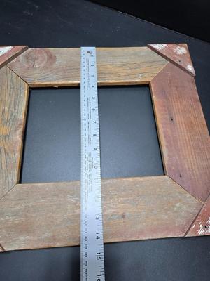 Antique wooden frame with T handle, Wood level and three candle holders