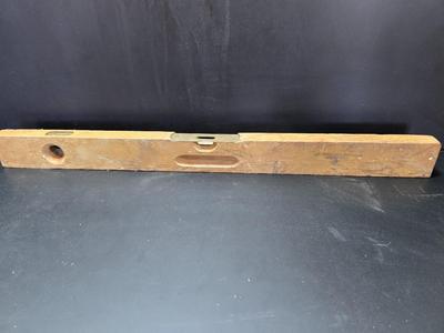 Antique wooden frame with T handle, Wood level and three candle holders